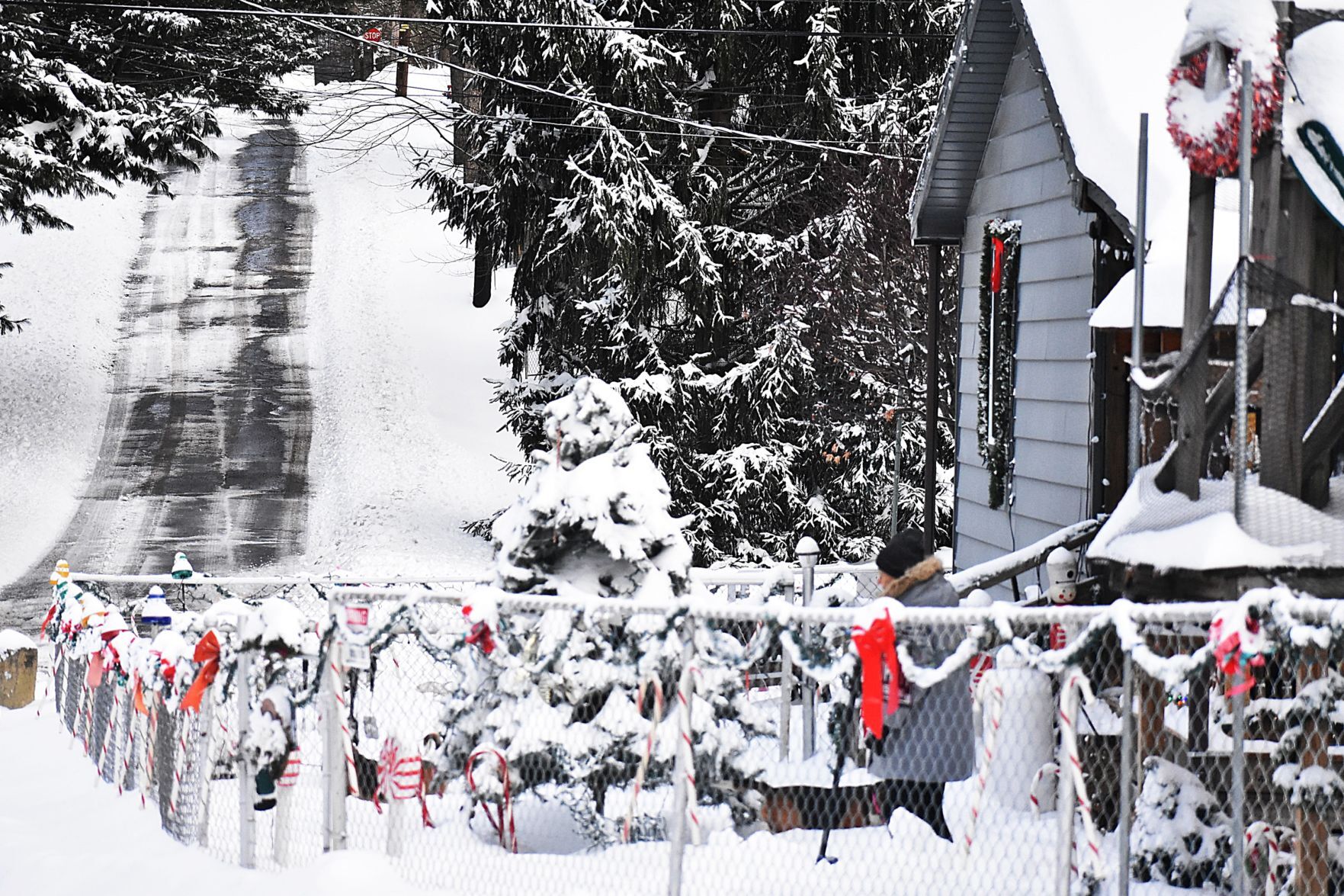 Christmas house snow cleanup